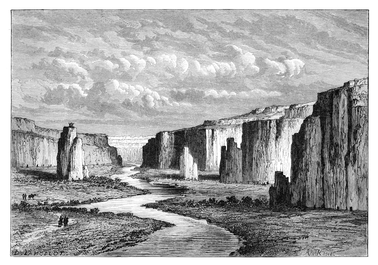 Sziklák a Sárga Földön, Tai-Yeuntól északra, Shanxi, Kína, 1895. alkotó: Armand Kohl