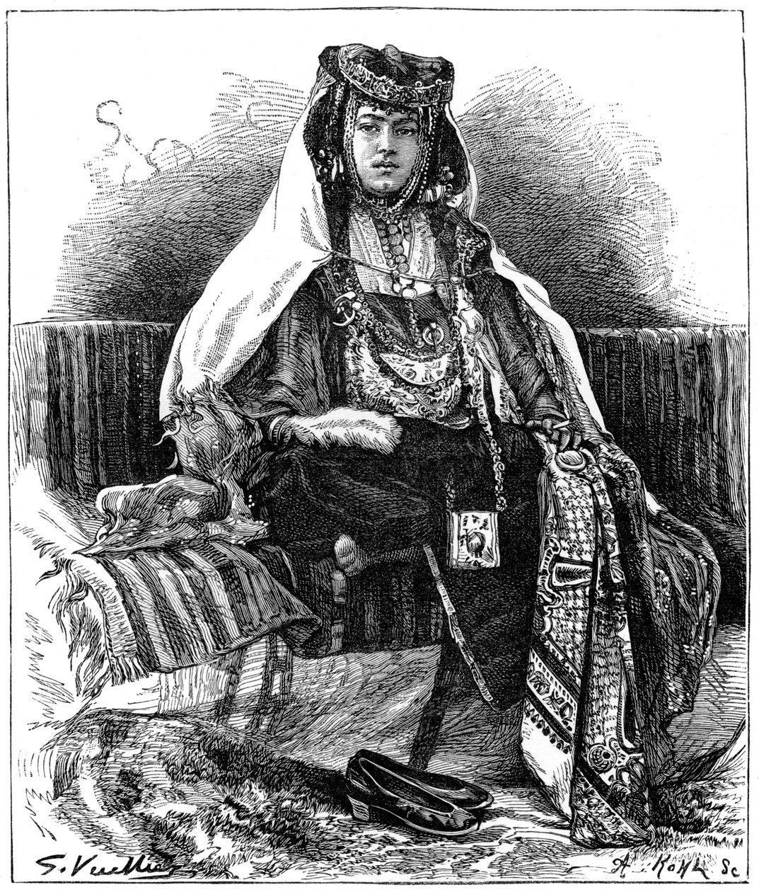Ouled Nail táncos, Algéria, 1890 alkotó: Armand Kohl