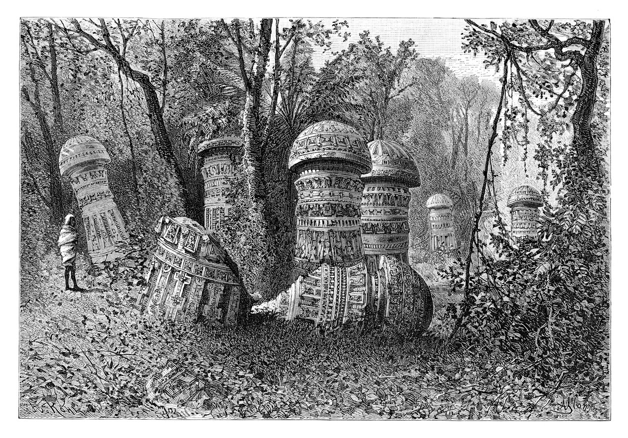 Egy Ahom-templom romjai, Dinajpur, Felső-Assam, India, 1895. alkotó: Armand Kohl