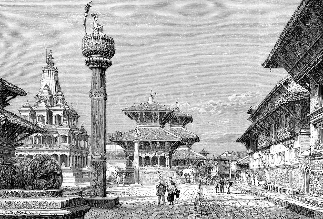 Templomok Patanban, Nepálban, 1895. alkotó: Armand Kohl