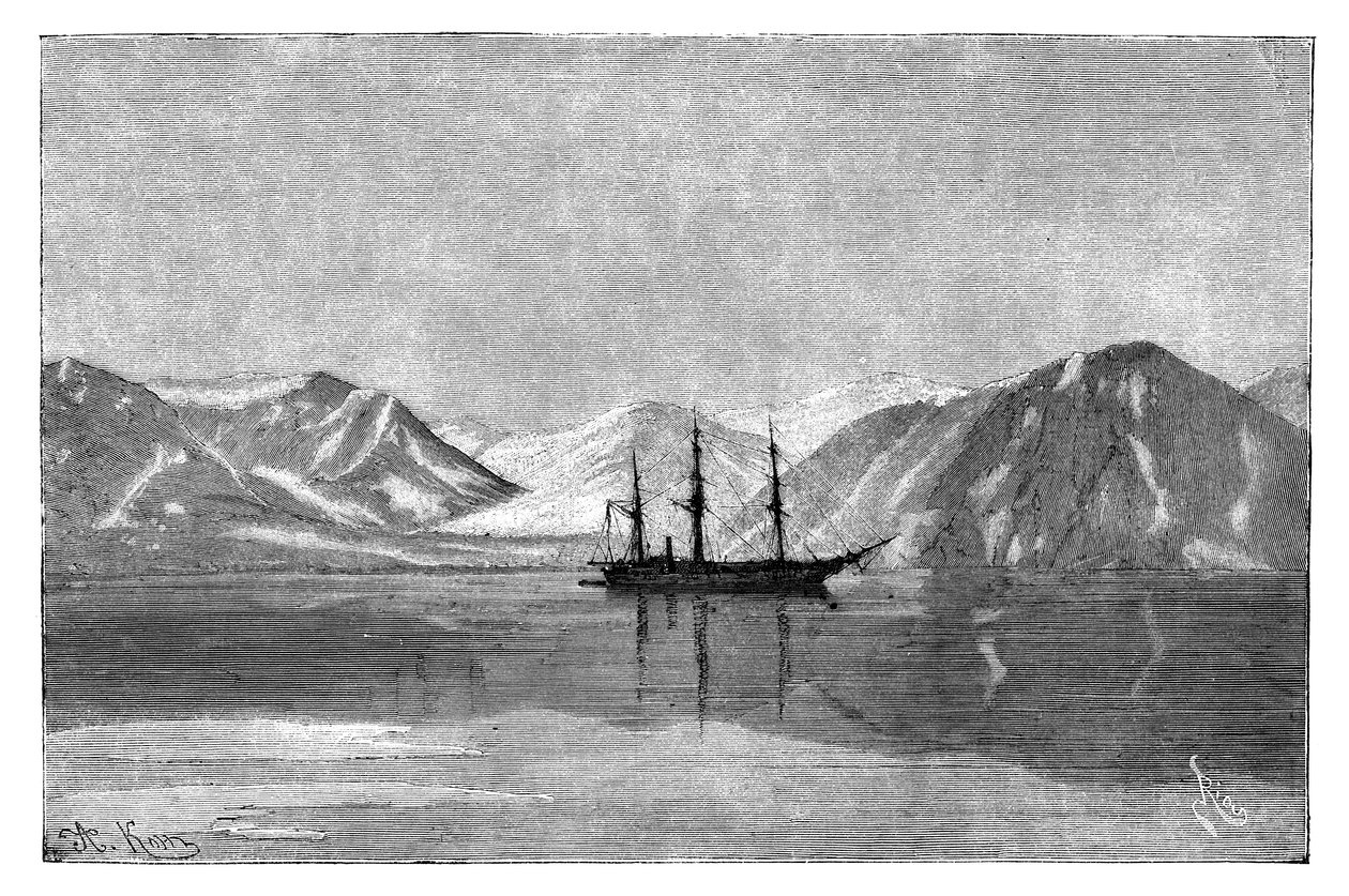 A Vega horgonyzó Konyam-öbölben, Szibériában, Oroszországban, 1895. alkotó: Armand Kohl
