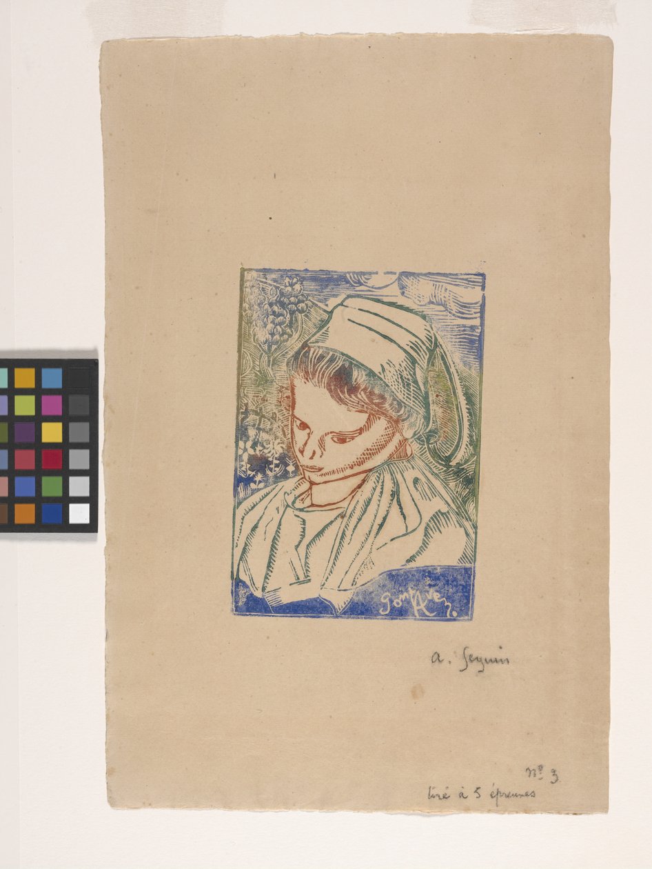 Bretonne De Pont-Aven (Breton Woman from Pont-Aven) (fatömbnyomat babaszínezéssel) alkotó: Armand Séguin