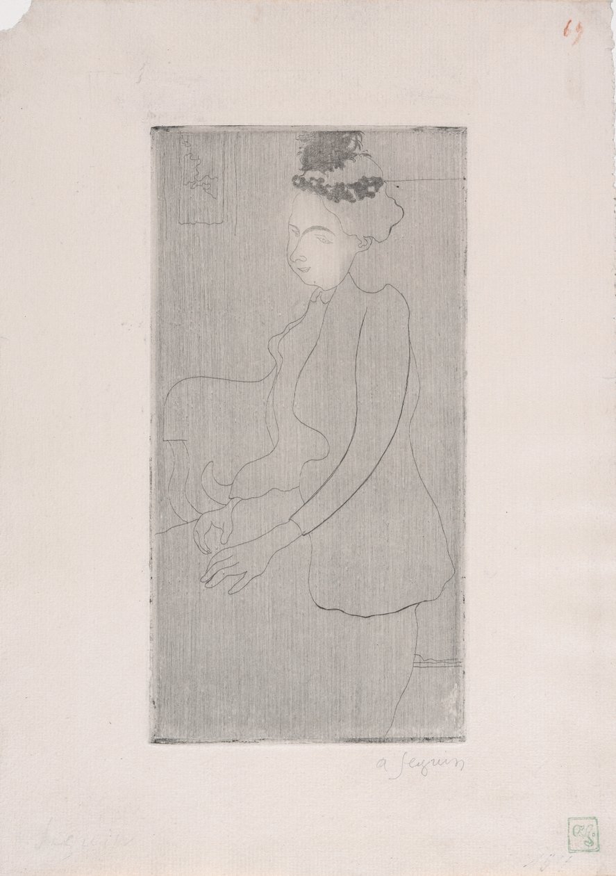 Femme assise avec chapeau a plumes (Ülő nő tollas kalapban) 1893 körül (rézkarc) alkotó: Armand Séguin