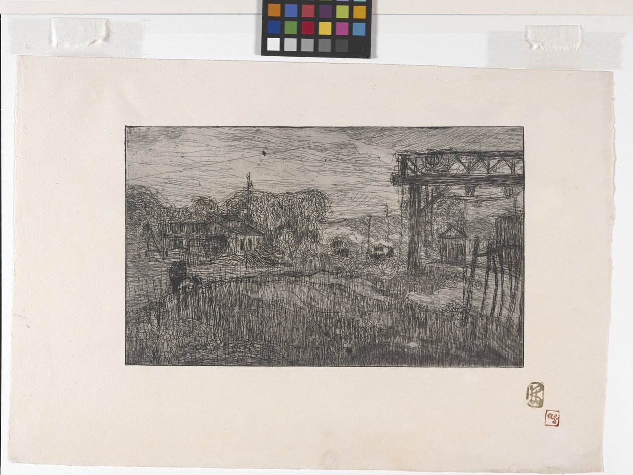 La Gare De Valmondois (Valmondois pályaudvar) (rézkarc és rulett) alkotó: Armand Séguin