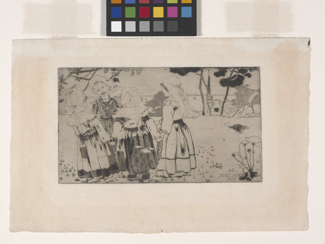 La Ronde De Pont-Aven (A tánc Pont-Avenben) (rézkarc, akvatinta és szárazhús) alkotó: Armand Séguin