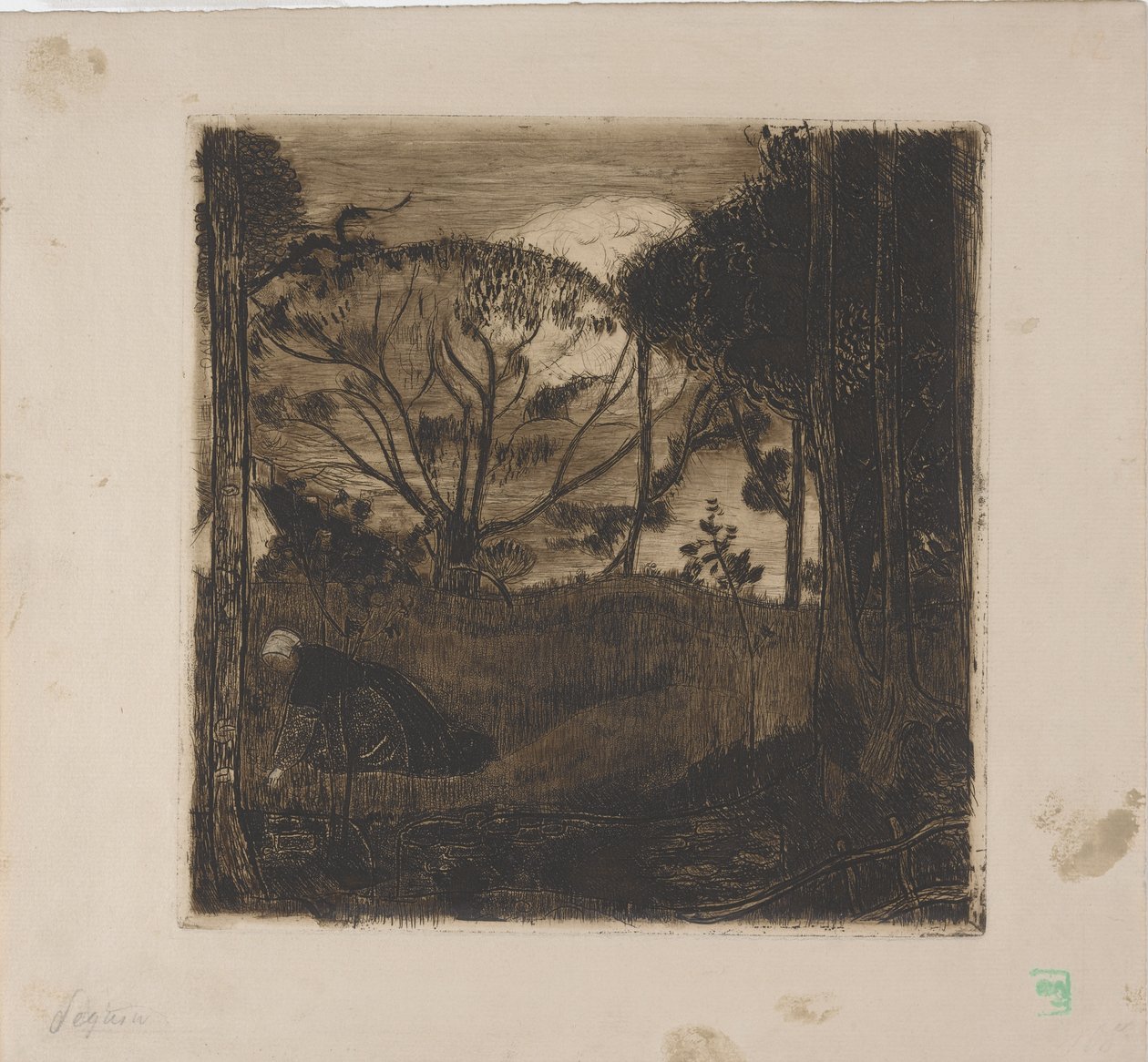 Le Soir (Esti) vagy La Glaneuse (The Gleaner) 1893 (rézkarc, akvatinta, mosás és rulett) alkotó: Armand Séguin