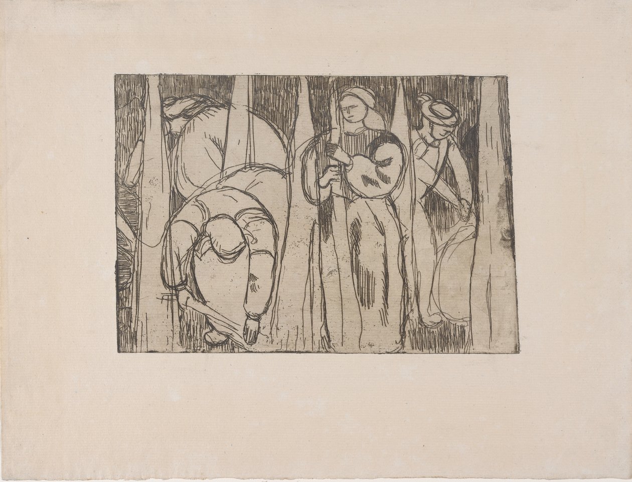 Les Rouisseuses (A lengyűjtők) 1893 (rézkarc) alkotó: Armand Séguin