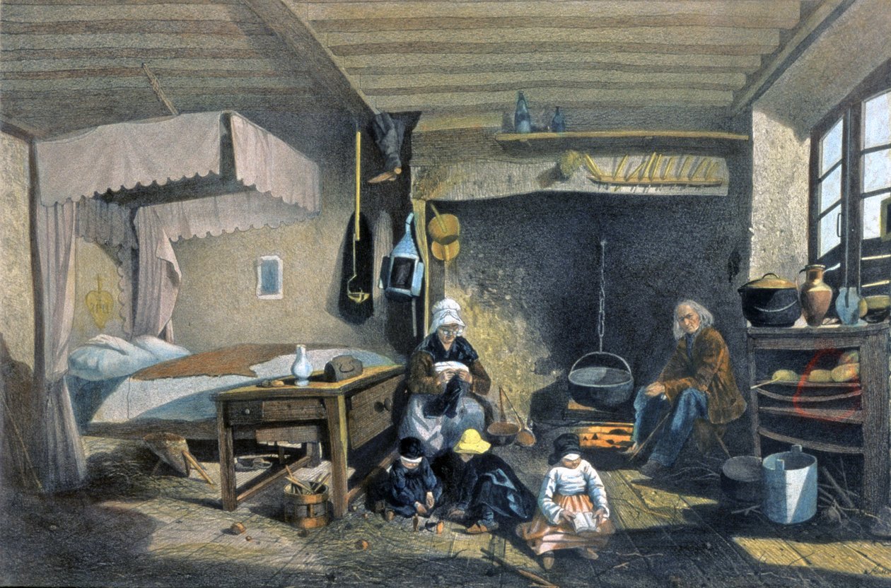 Egy parasztház belseje Royatban alkotó: Armand Theophile Cassagne