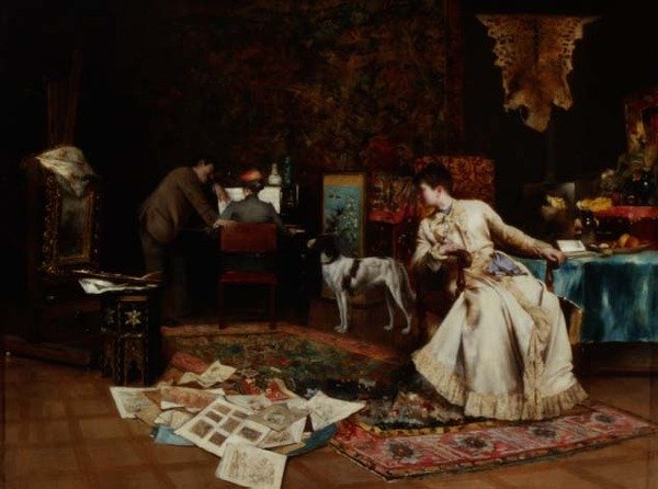 A Művész Stúdiója (olaj, panel) alkotó: Armand Toussaint