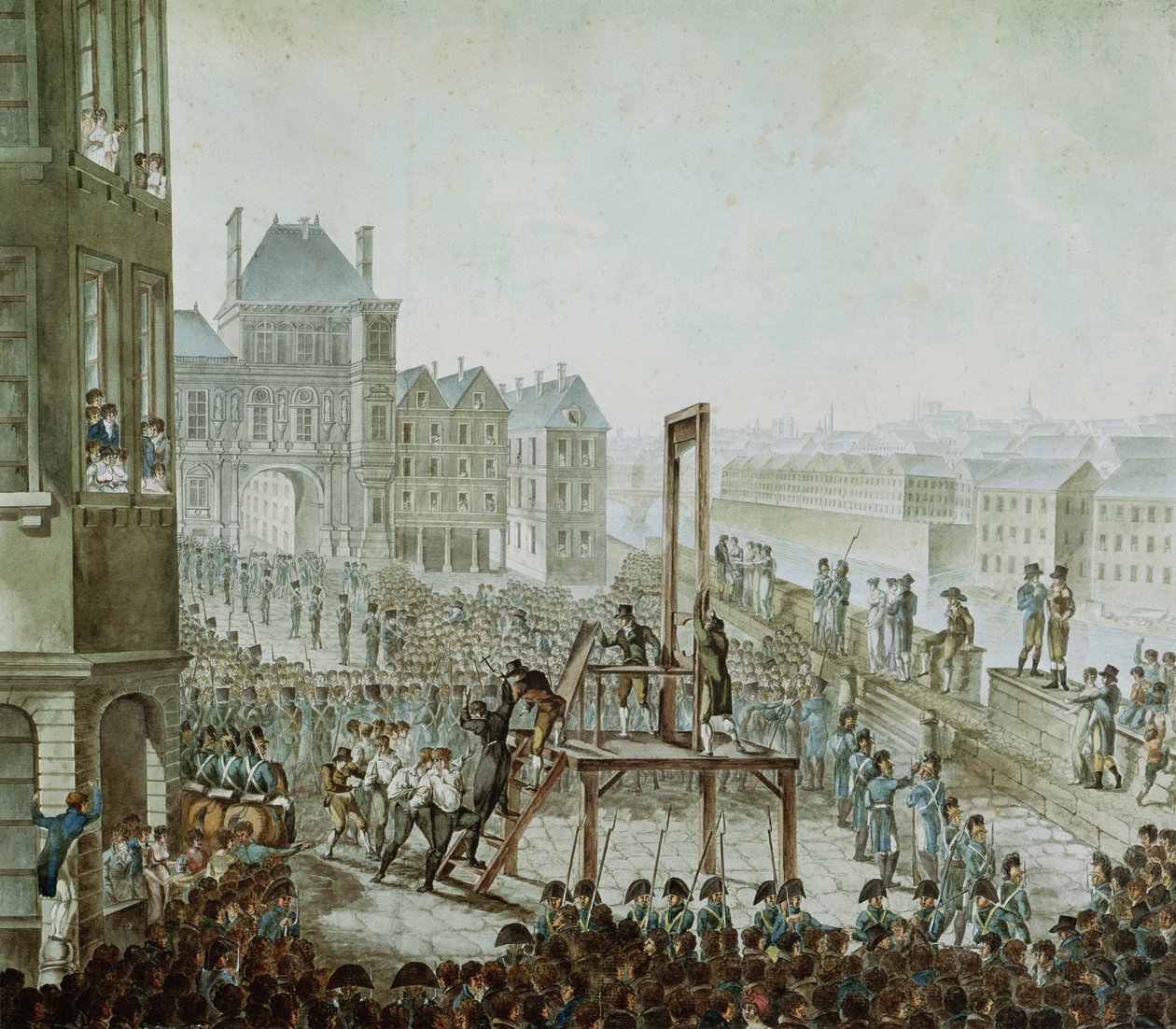 Georges Cadoudal (1771-1804) és bűntársai kivégzése, Place de Greve, 1804. június 25. (wc papíron) alkotó: Armand de Polignac
