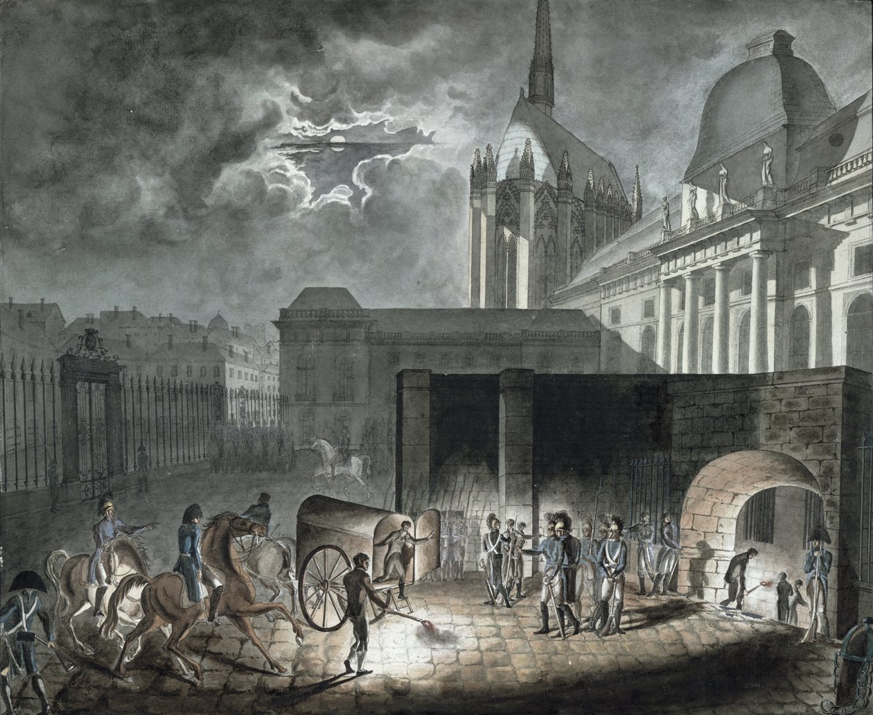 Foglyok átszállítása a Conciergerie-be, 1804. május 26 alkotó: Armand de Polignac