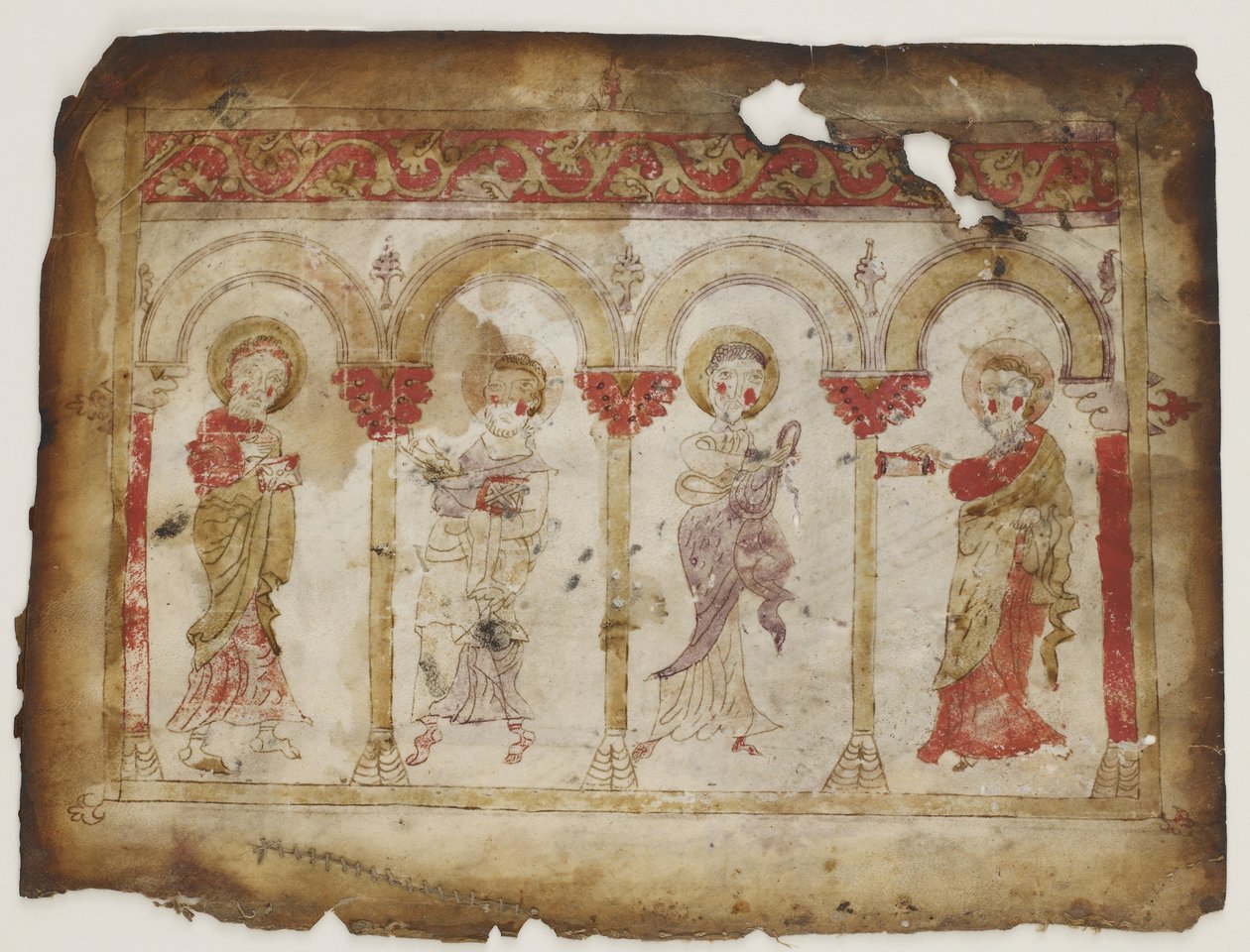 Az evangélisták portréja evangéliumból (átlátszatlan akvarell, tus és arany pergamen) alkotó: Armenian School
