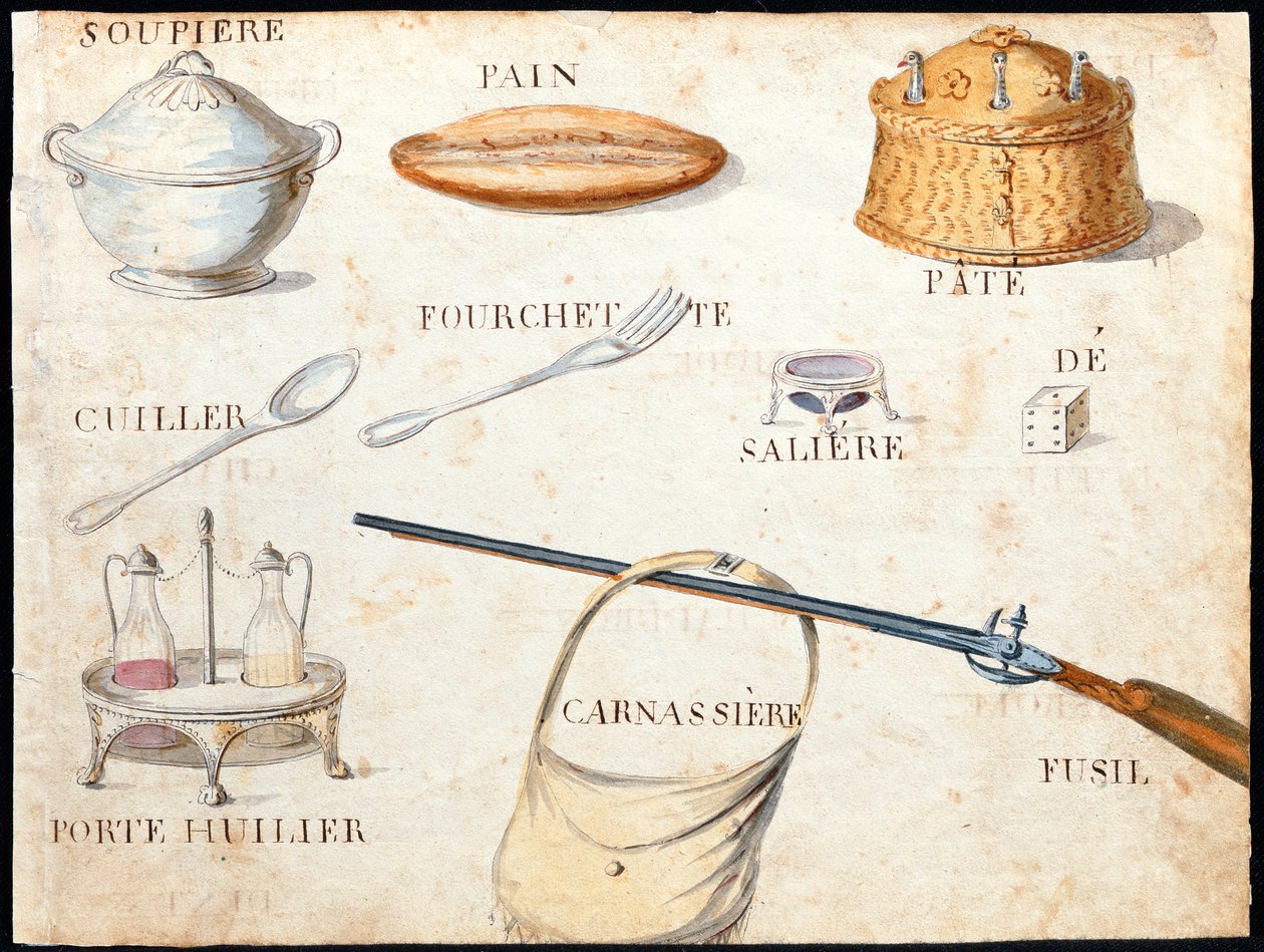 Illusztrációk az "A French Alphabet Book of 1814"-ből, kiadó: Charles Plante Fine Arts, 1814. alkotó: Arnaud de Beauregard
