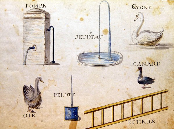 Illusztrációk az 1814-es francia ábécé könyvéből, pub. szerző: Charles Plante Fine Arts alkotó: Arnaud de Beauregard