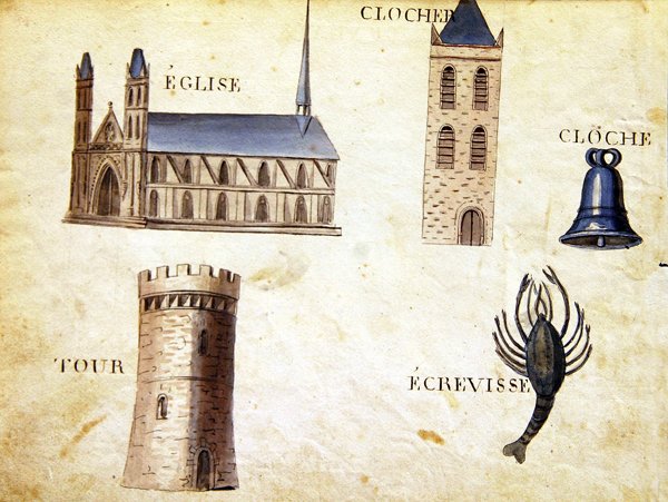Illusztrációk az 1814-es francia ábécé könyvéből, pub. szerző: Charles Plante Fine Arts alkotó: Arnaud de Beauregard