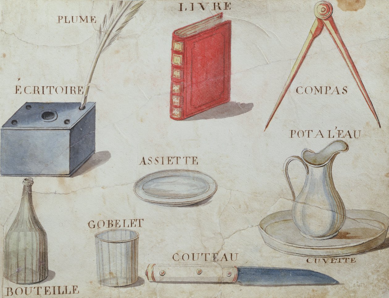 Illusztrációk az 1814-es francia ábécé könyvéből, pub. Charles Plante Fine Arts, 1814 alkotó: Arnaud de Beauregard