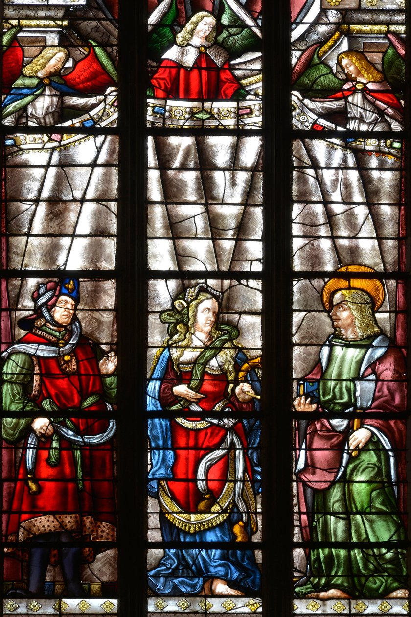 Daniel próféta, Sibylle Cimmerienne és Szent Máté evangélista - 1513-ban elkészült Saint Louis, Arnaud de Moles kápolna ólomüvege (1470-1520) - Cathedrale Sainte Marie d