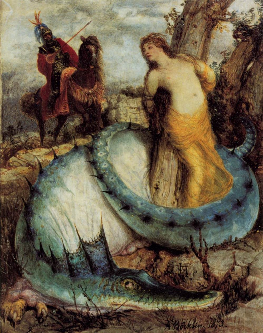 Angelica, akit sárkány őriz alkotó: Arnold Böcklin