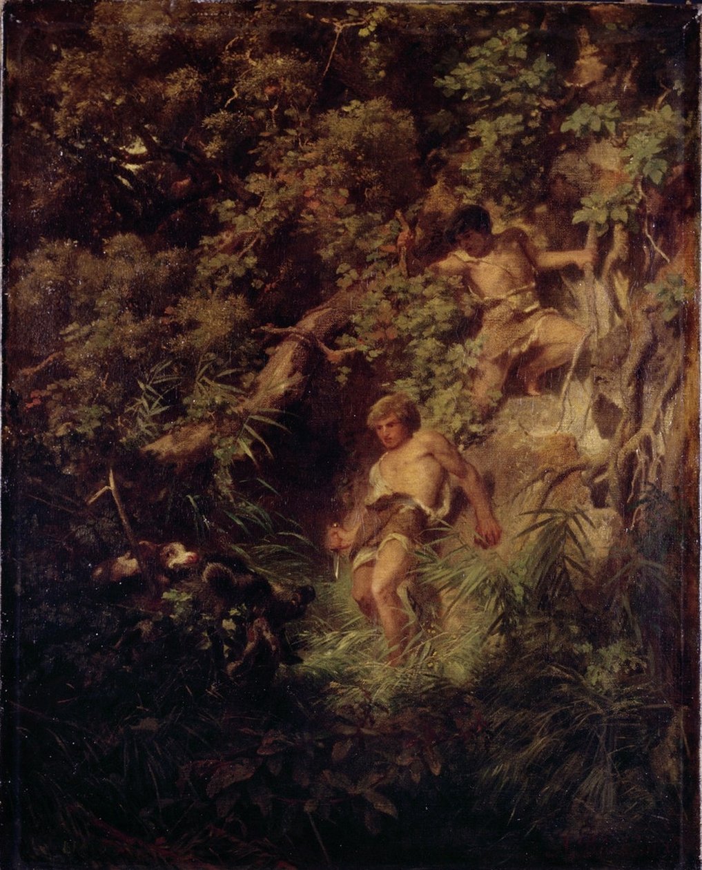 Germán törzsek vaddisznóvadászaton alkotó: Arnold Böcklin