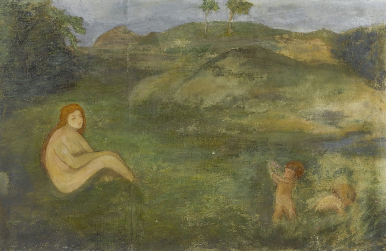 Nimfa a réten, mint az őskor képviselője (1858) alkotó: Arnold Böcklin