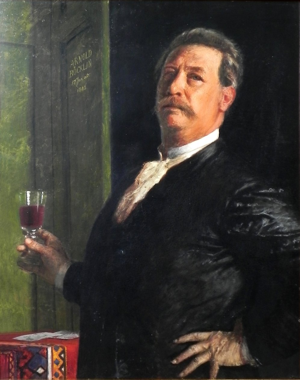 Önarckép borospohárral alkotó: Arnold Böcklin