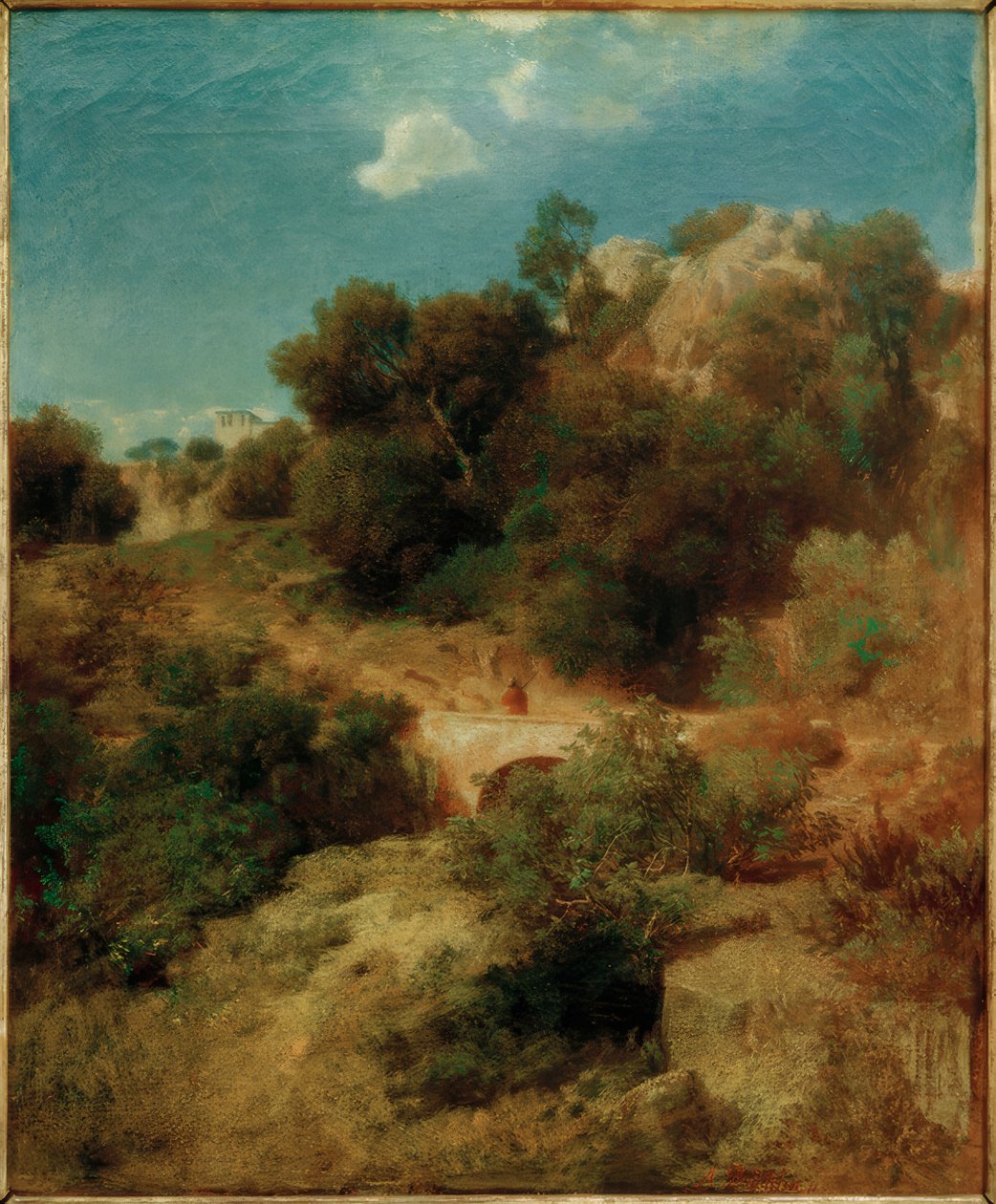 Sziklás hegyvidék híddal alkotó: Arnold Böcklin