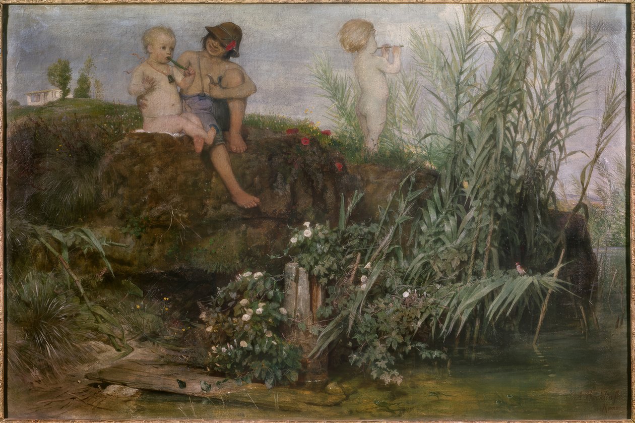 Májuspipát faragó gyerekek alkotó: Arnold Böcklin