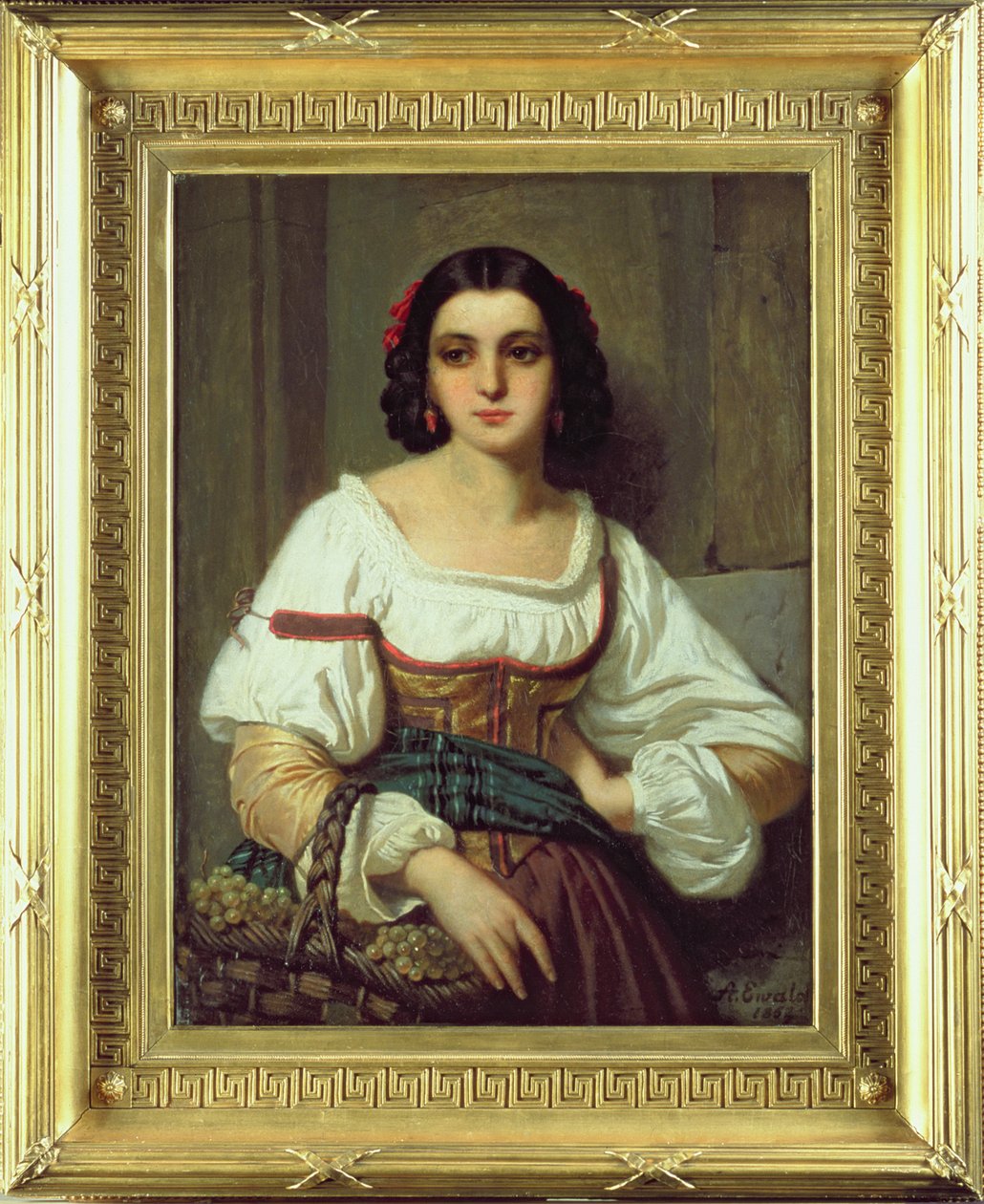 Olasz nő szőlőkosárral, 1862 alkotó: Arnold Ferdinand Ewald