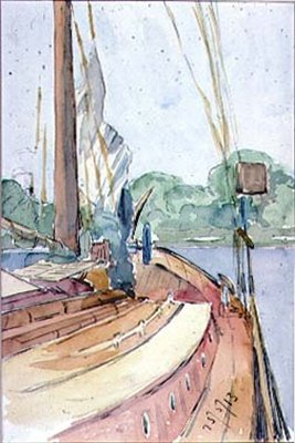 Egy holland jacht fedélzete, 1913 (wc, papír) alkotó: Arnold 1867 1931 Bennett