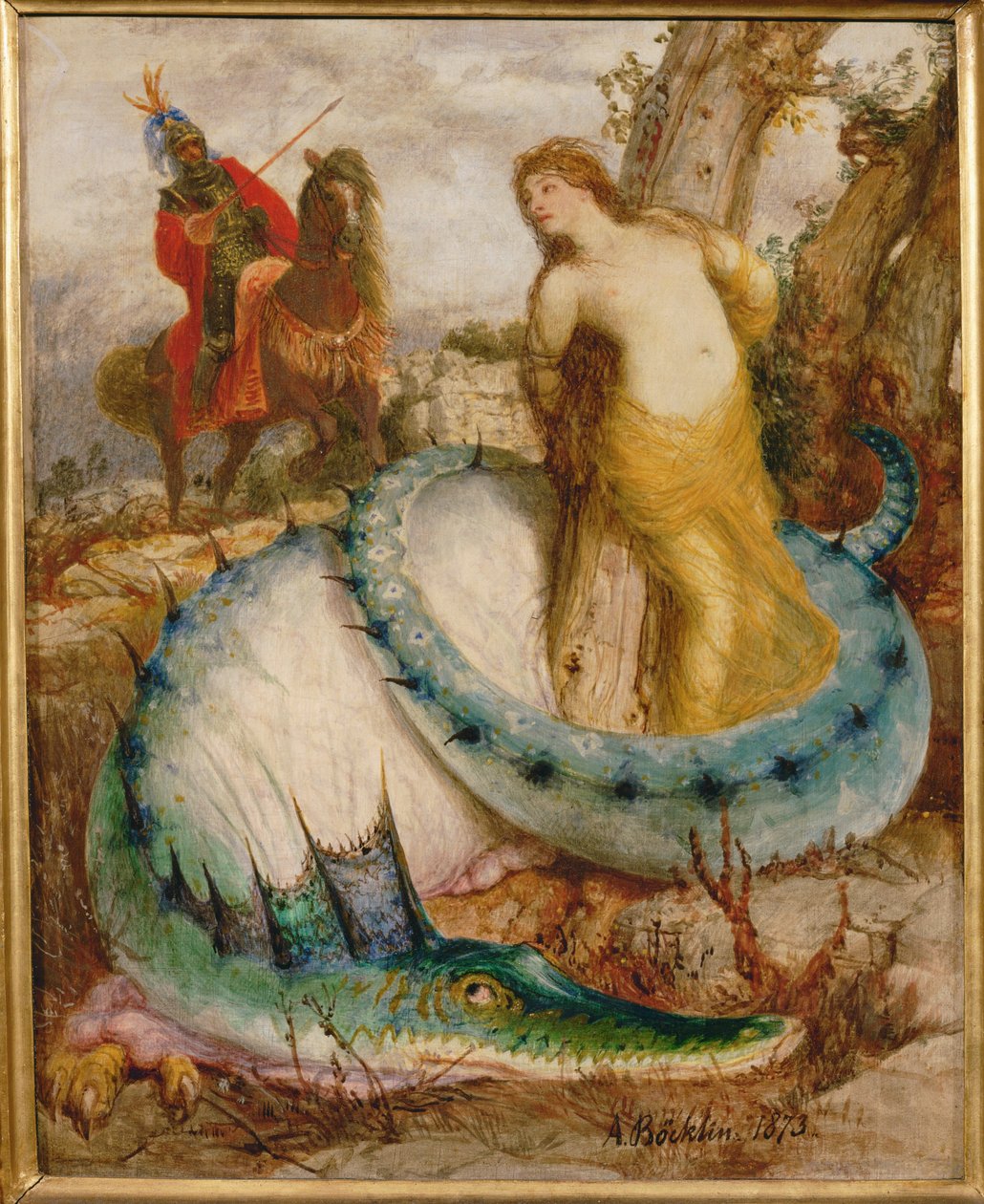 Angelica und der Drache - Angelica és a sárkány ... (tempera fára) alkotó: Arnold Böcklin