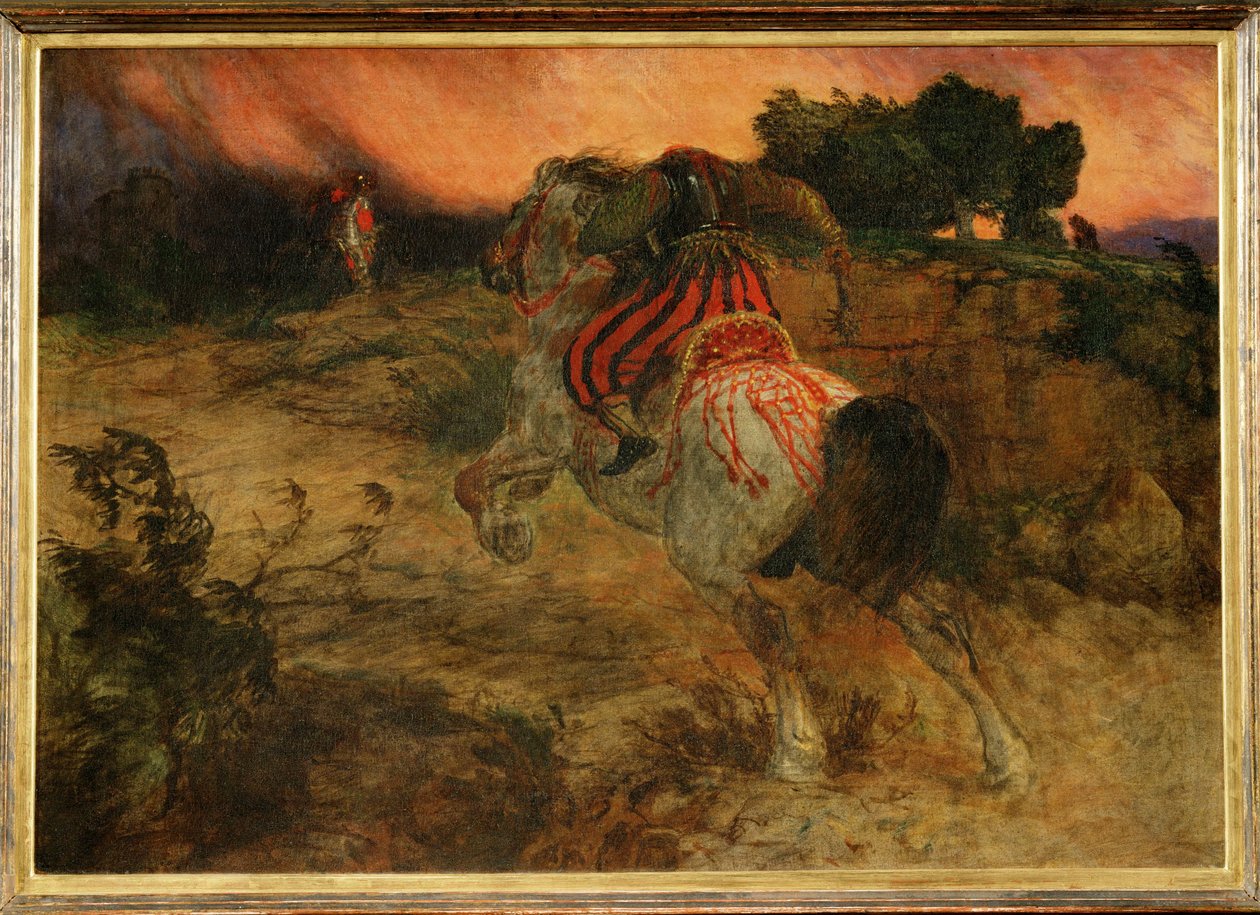 Astolphe menekül az óriás Orrile fejével -1874 ... (festmény, vászon) alkotó: Arnold Böcklin