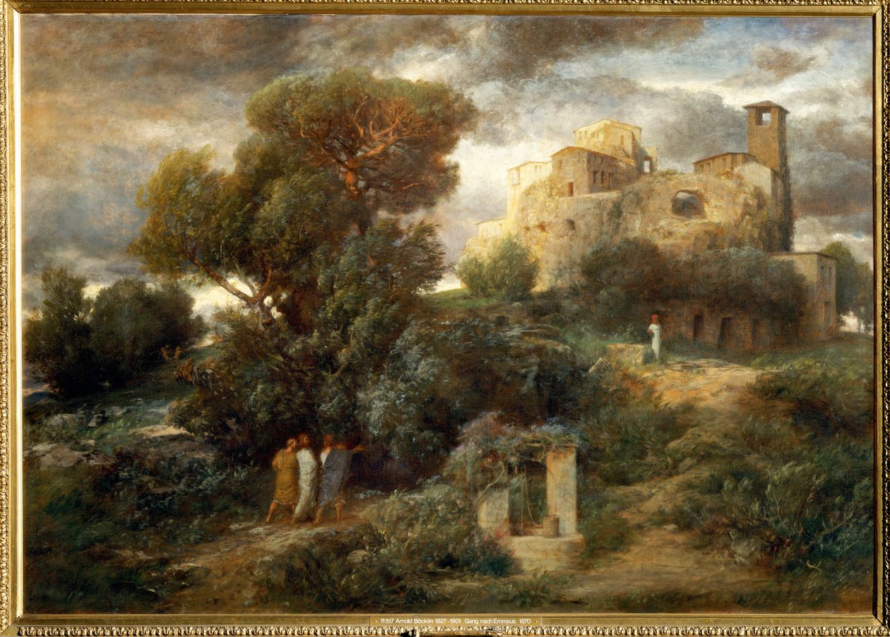 Die Pilger auf dem Weg nach Emmaus - Zarándokok az Emmaus felé vezető úton ... (festmény, vászon) alkotó: Arnold Böcklin