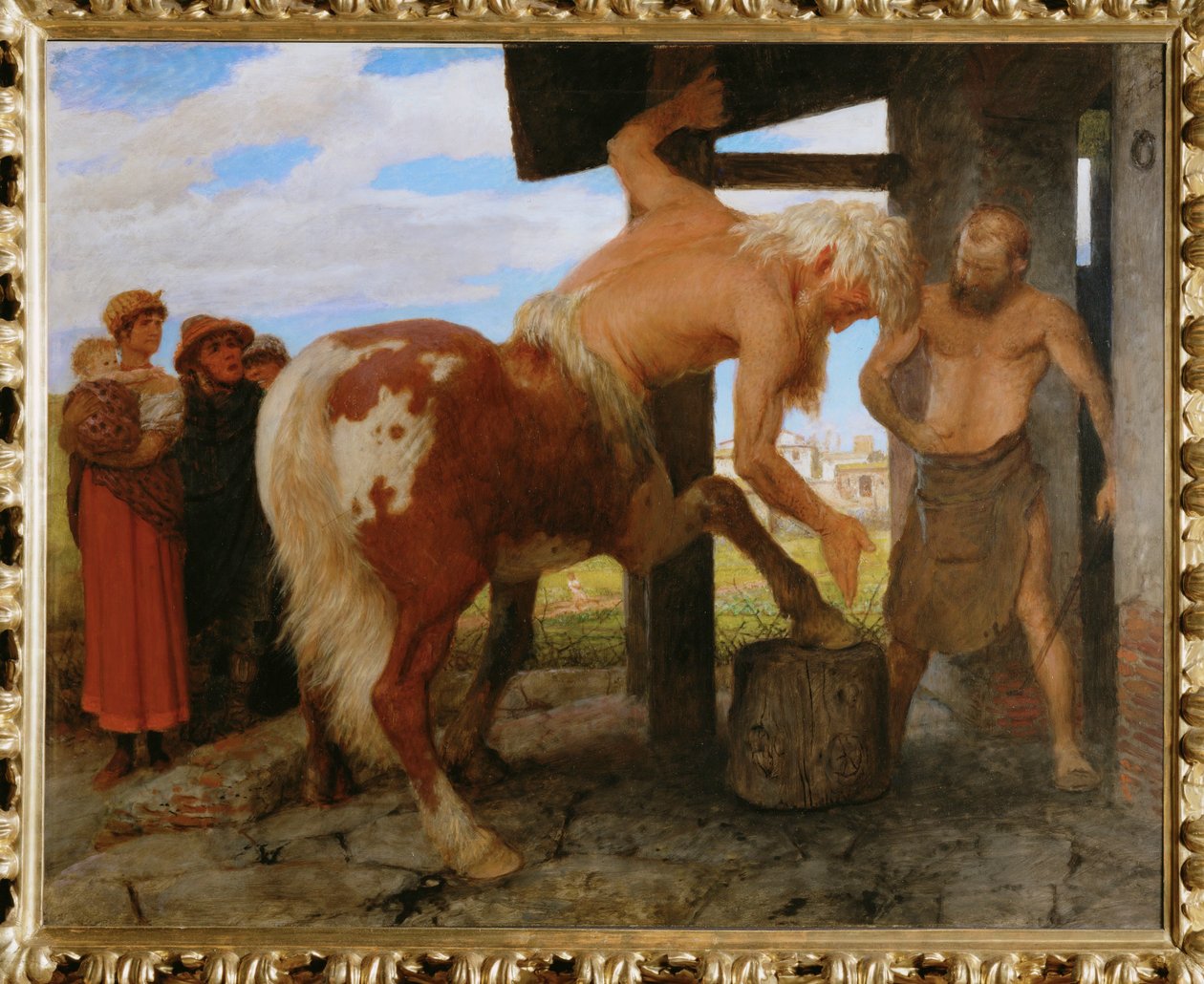 Kentaur in der Dorfschmiede - Kentaur a falusi kovácsműhelyben ... alkotó: Arnold Böcklin