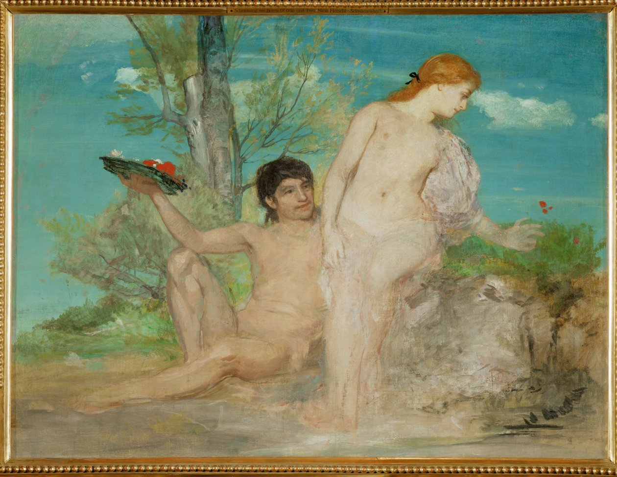 Paar vor einer Baumgruppe - Pár egy facsoport előtt ... (festmény, vászon) alkotó: Arnold Böcklin