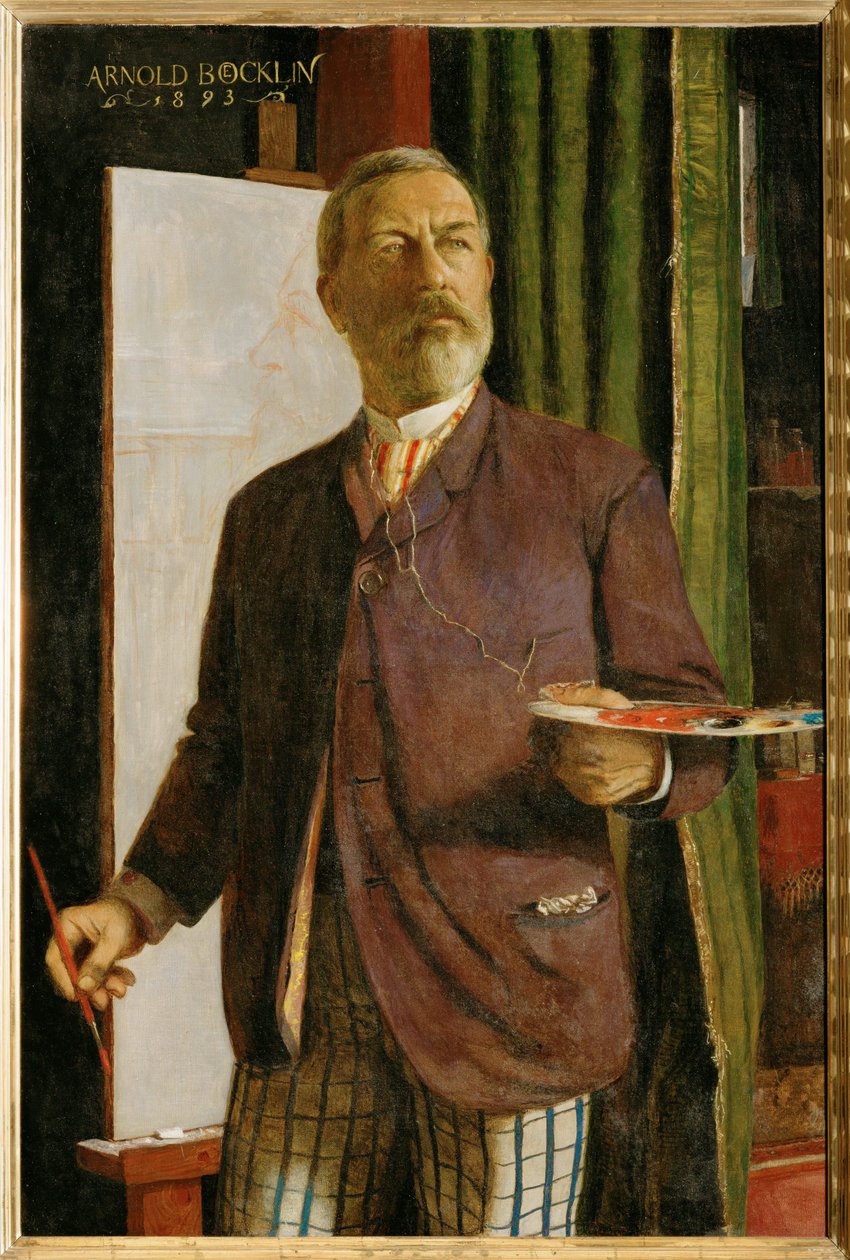 Selbstportrait im Studio - Önarckép a műteremben ... (festmény, vászon) alkotó: Arnold Böcklin