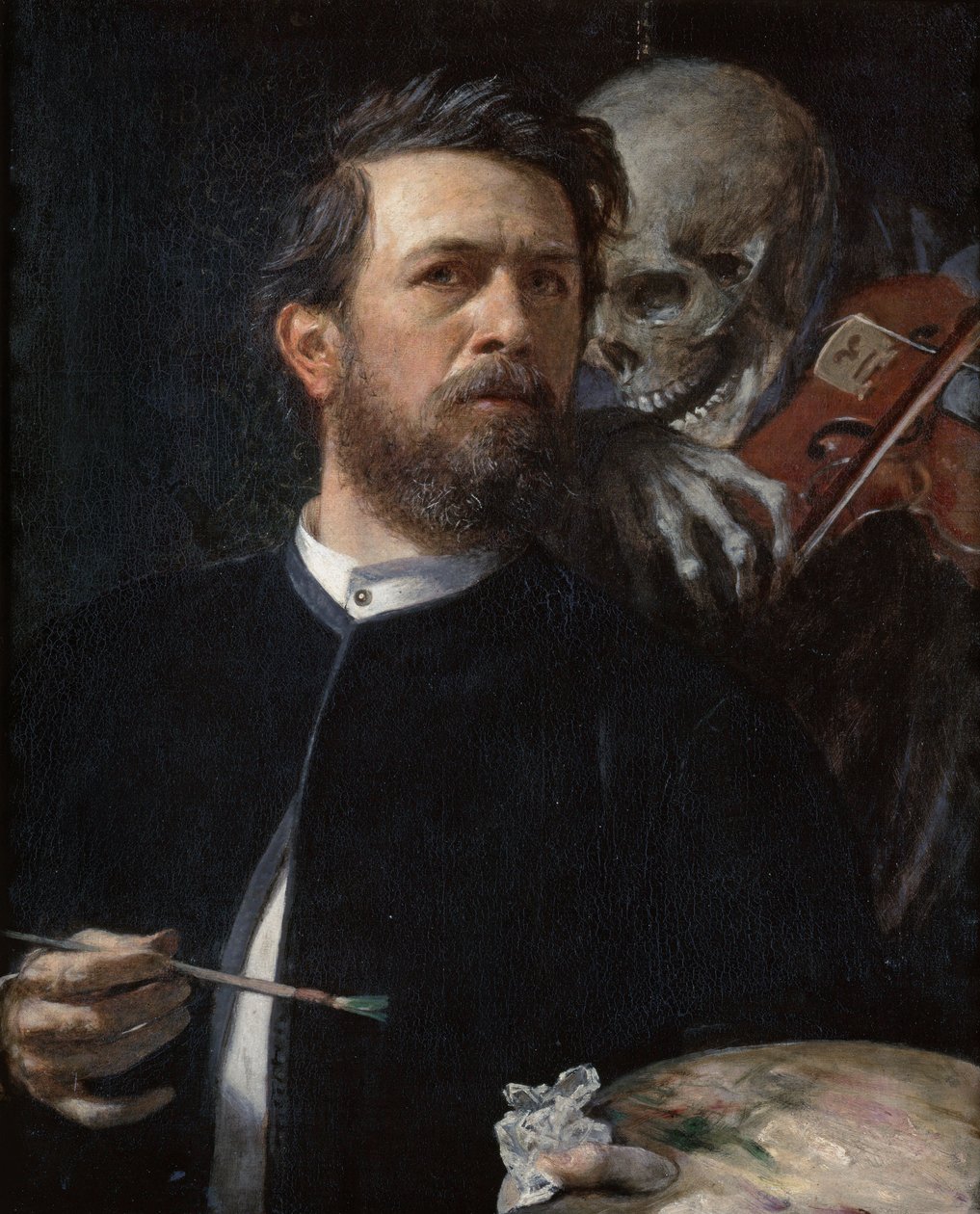 Önarckép a halállal, aki hegedül alkotó: Arnold Böcklin