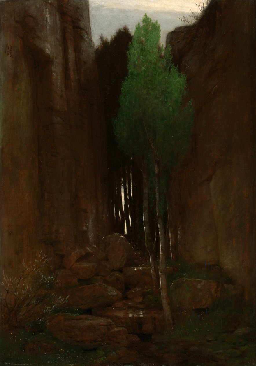 Spring in a Narrow Gorge (Forrás egy szűk szurdokban) alkotó: Arnold Böcklin
