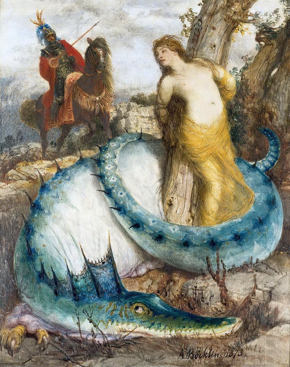 Németül:  Ruggiero und Angelica Ruggiero és Angelica alkotó: Arnold Böcklin