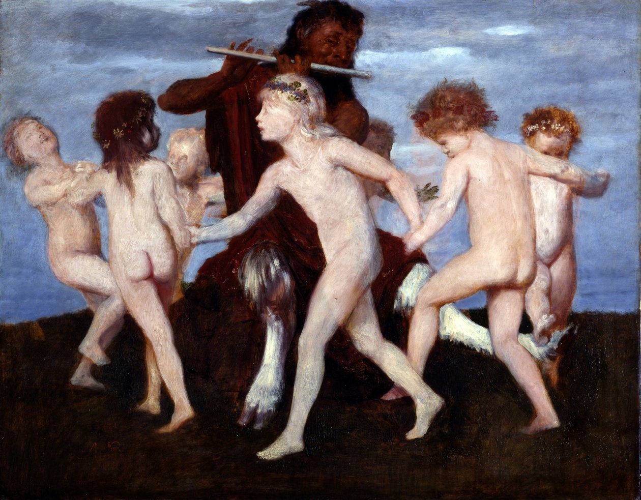 Pan Dancing gyerekekkel alkotó: Arnold Böcklin