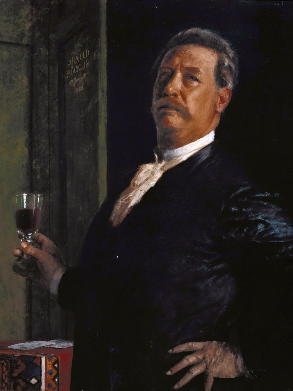 Önarckép borospohárral, 1885. alkotó: Arnold Böcklin