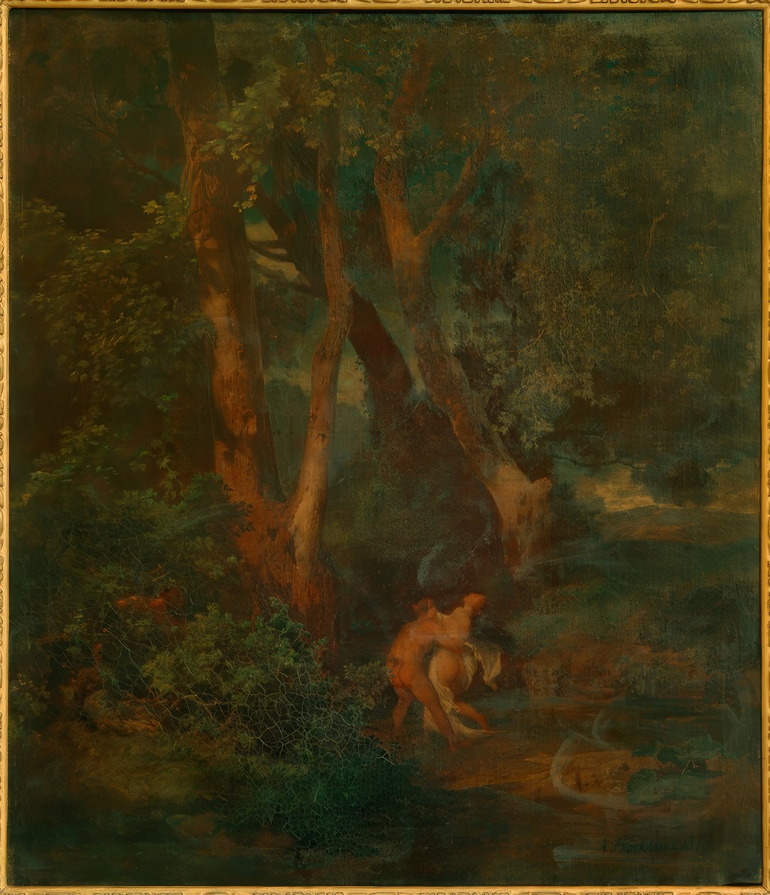 Az erdő széle faunnal és nimfával (vagy faunnal, aki küzd alkotó: Arnold Böcklin
