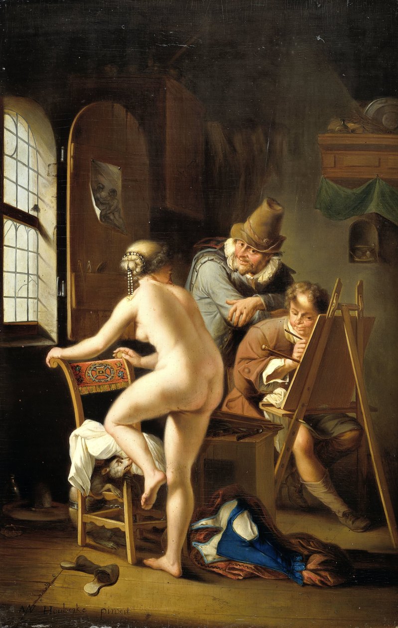 A festő és modellje alkotó: Arnold Houbraken (copy after)