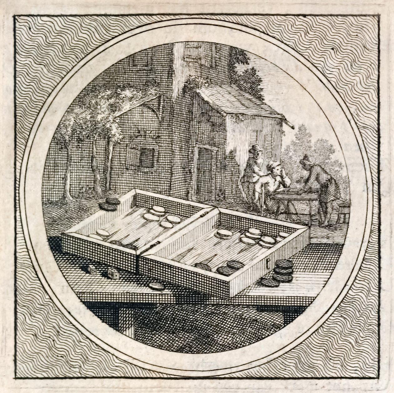 Backgammon készlet és játékosok a Stichtelyke Zinnebeelde-től alkotó: Arnold Houbraken