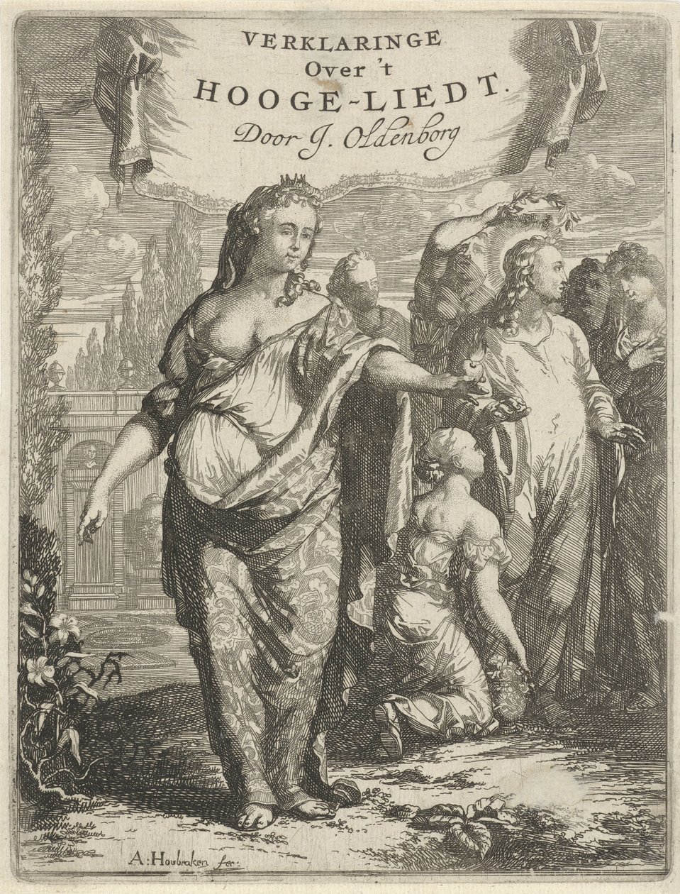 Megszemélyesített szerelem és Krisztus-díjas Címlap ehhez: J. Oldenborgh, Nyilatkozat Hooge-liedtről, 1691 alkotó: Arnold Houbraken