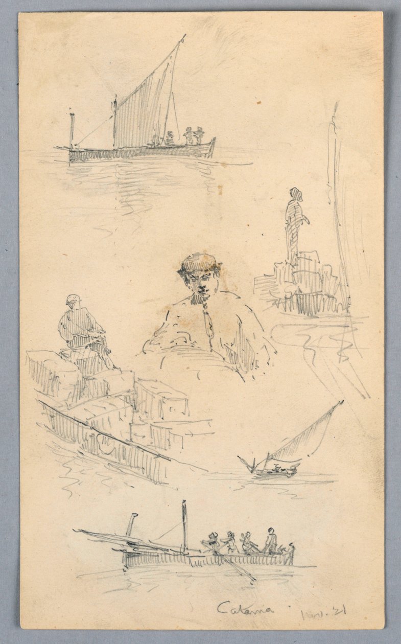 Vázlatok Catania kikötőjében alkotó: Arnold William Brunner