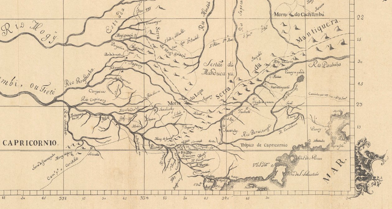 São Paulo kapitánya 1766-ban, Minas Gerais állam és São Paulo állam határainak korográfiai térképén alkotó: Aroeira