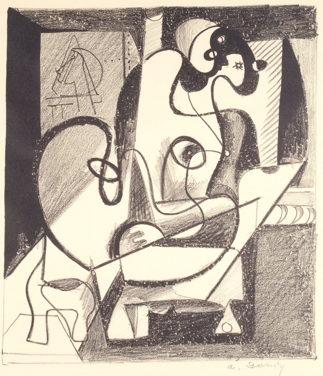 Festő és modell (A teremtés kamrája) alkotó: Arshile Gorky