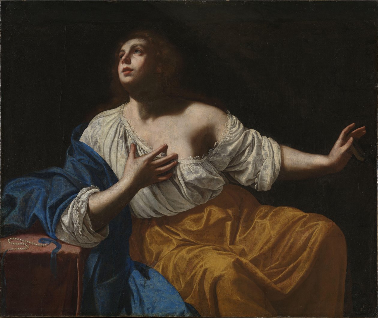 Mária Magdolna bűnbánó, 1640 körül (olaj, vászon) alkotó: Artemisia Gentileschi