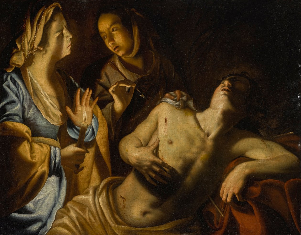 Szent Sebestyén, akit Szent Irén ápolt alkotó: Artemisia Gentileschi
