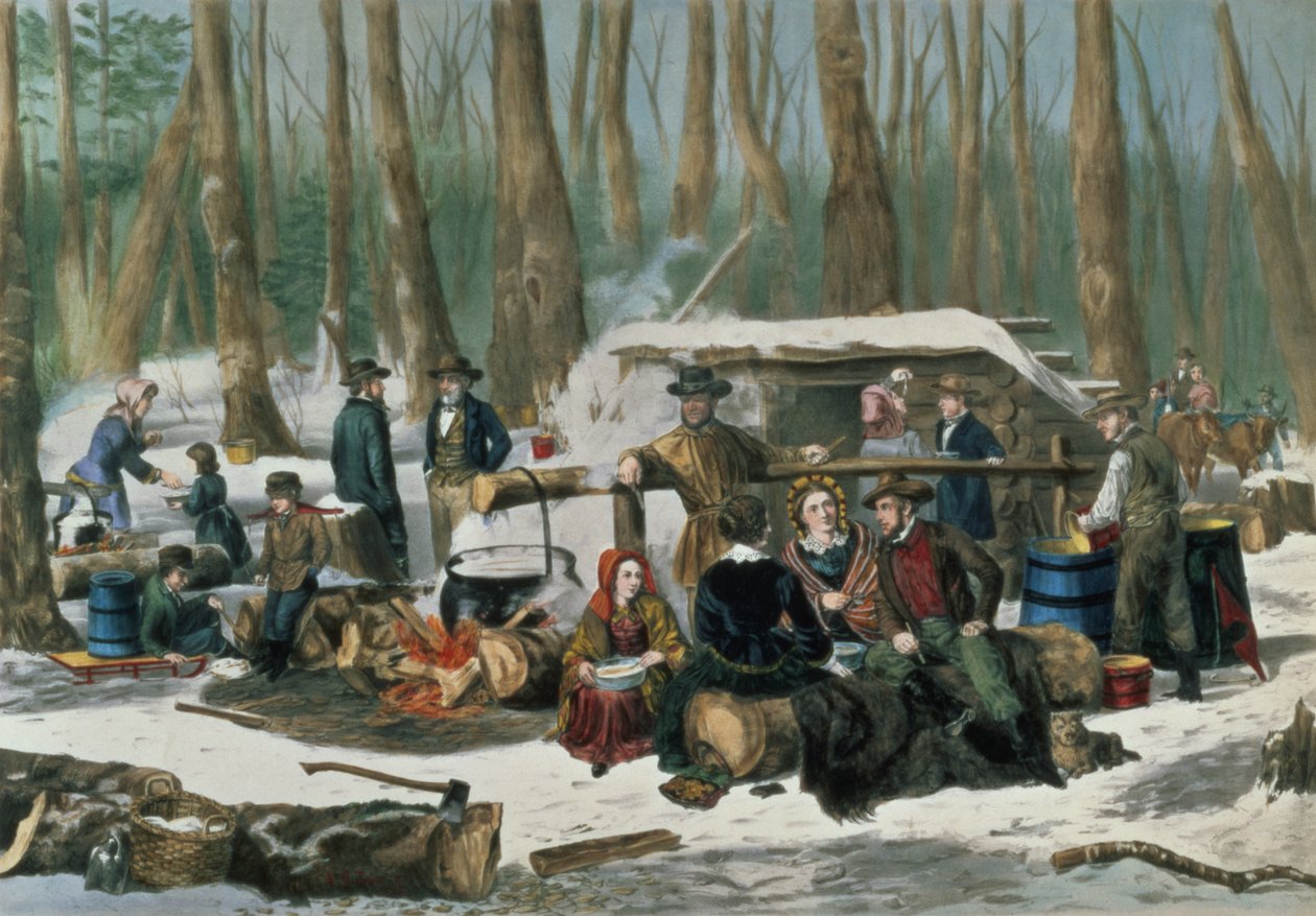 Amerikai erdei jelenet, vésette Nathaniel Currier (1813-1888) 1856 alkotó: Arthur Fitzwilliam Tait